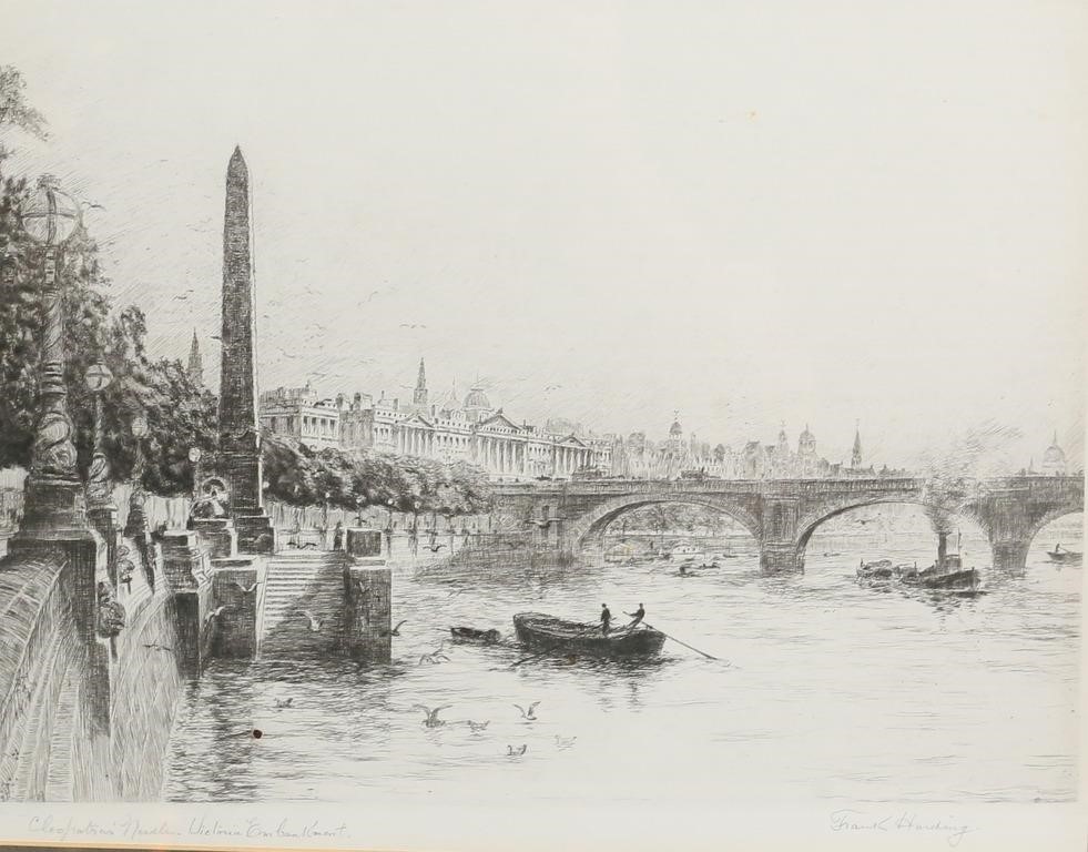 Appraisal: Frank Harding British - Etching Cleopatra's Needle Victoria Embankment Titled