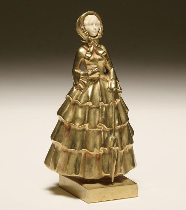 Appraisal: Dore' bronze figure of a lady with carved ivory face