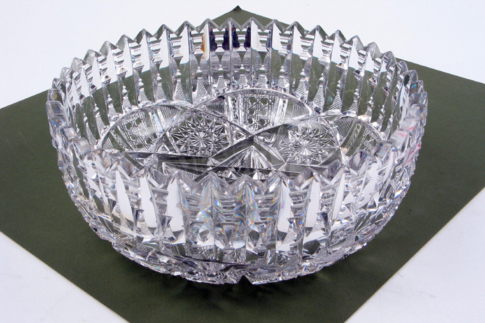 Appraisal: AN AMERICAN SIGNED LIBBEY CUT CRYSTAL BOWL intricately cut steep