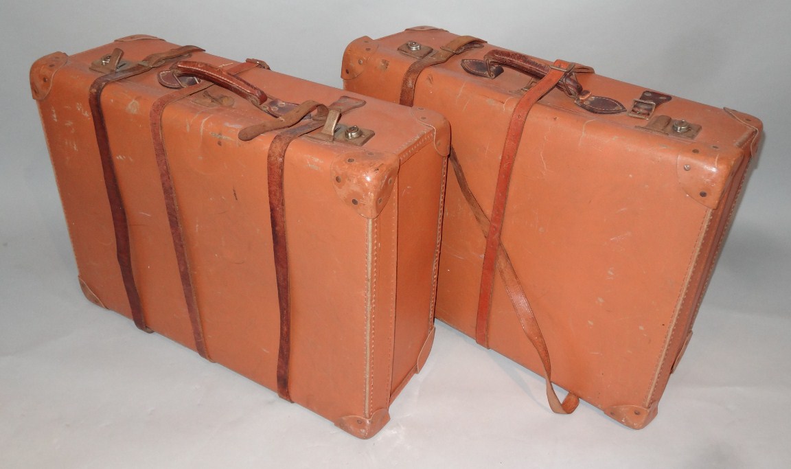 Appraisal: A matched pair of early thC pressed travel cases with