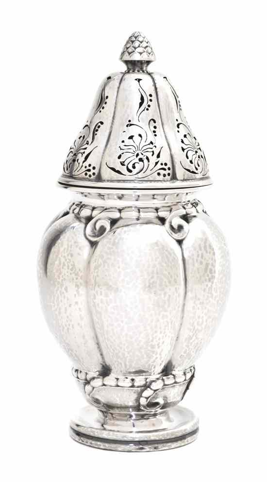 Appraisal: A Danish Silver Sugar Caster Georg Jensen - having a