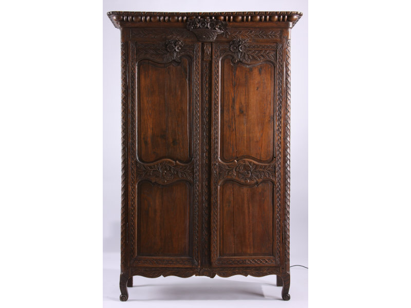 Appraisal: Carved French Armoire Mid th c oak with all over