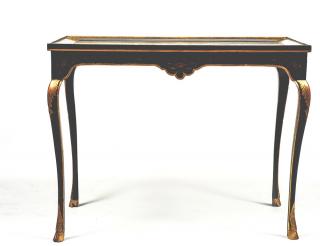 Appraisal: CONTINENTAL ROCOCO STYLE LACQUERED SIDE TABLE th Century The rectangular