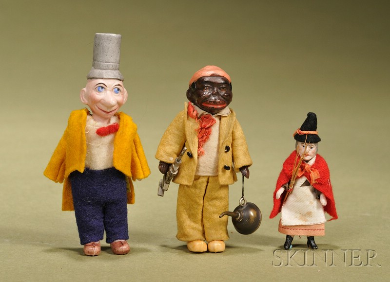 Appraisal: Three German All-Bisque Novelty Dolls c including a comical gentleman