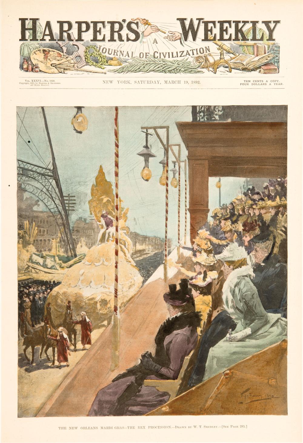 Appraisal: Thirteen Newspaper Prints incl Mardi Gras scenes New Orleans scenes