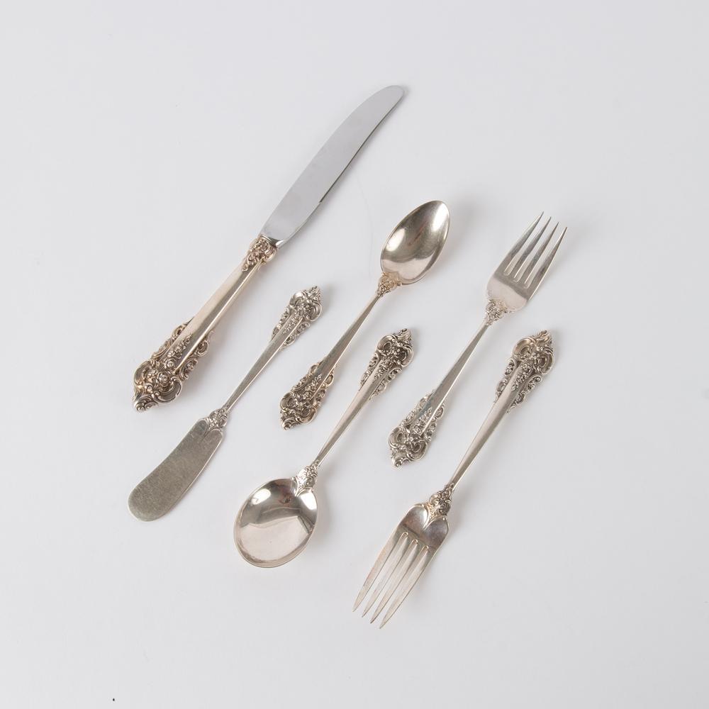 Appraisal: WALLACE STERLING 'GRANDE BAROQUE' SILVERWARE OZT Wallace Grande Baroque silverware