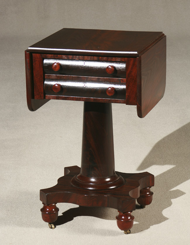 Appraisal: Classical Mahogany Drop-Leaf Work Table Probably Boston Circa Wood knob