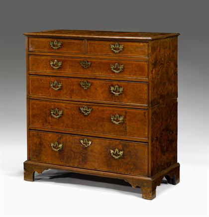 Appraisal: George II burl walnut and line inlaid chest-on-chest th century