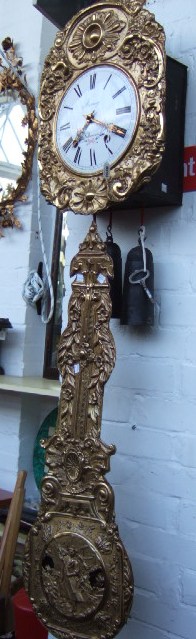 Appraisal: A French gilt metal wall clock th century the inch