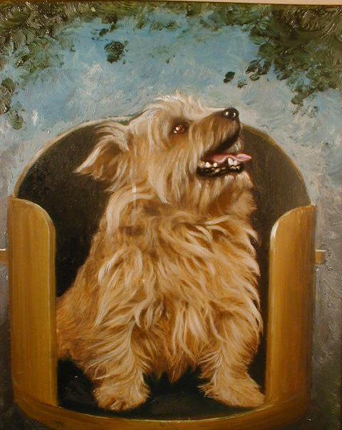 Appraisal: John Carlton Portrait of a seated terrier oil on card