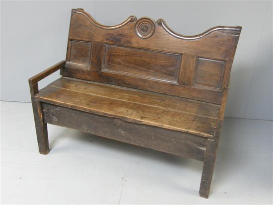 Appraisal: Country made th century oak bench with panelled back on