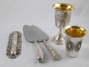 Appraisal: Silver A small goblet ht cm a beaker ht cm