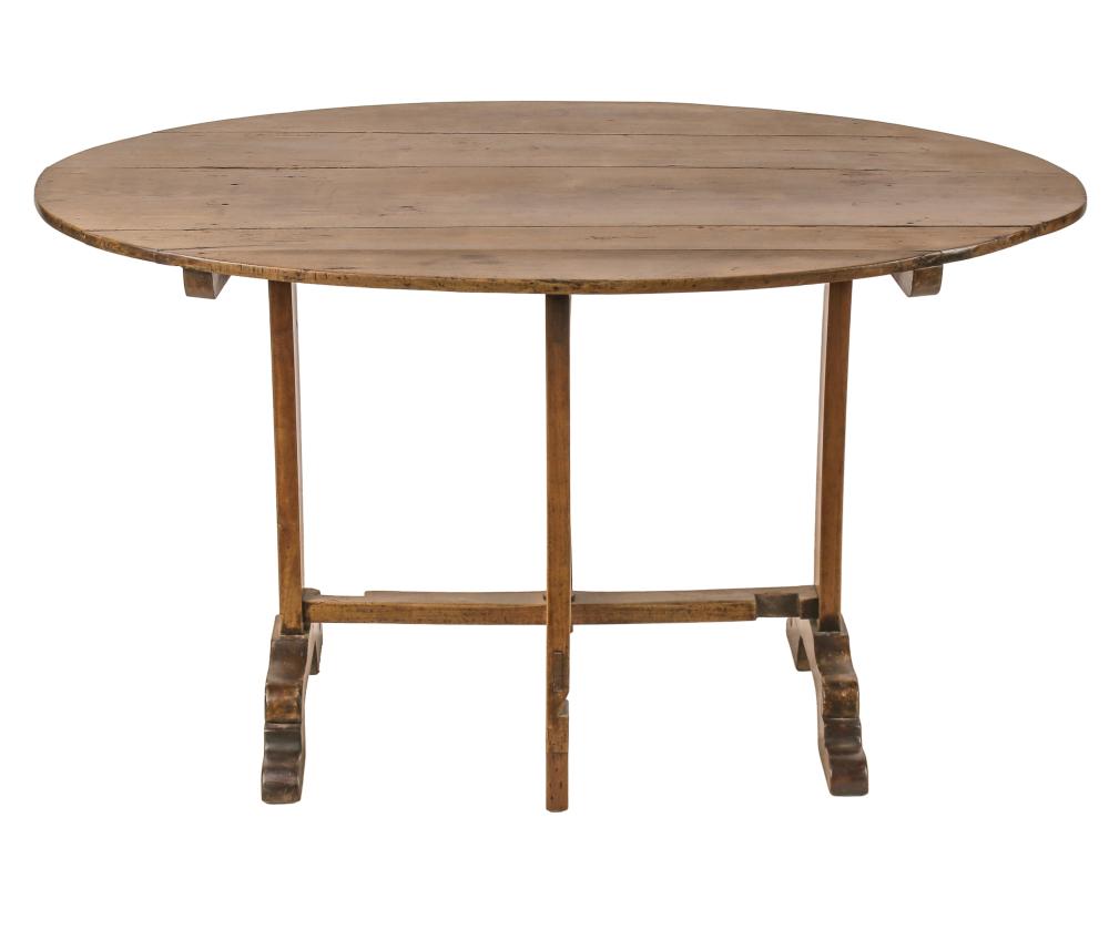 Appraisal: FRENCH FRUITWOOD WINE TASTING TABLEwith dropleaf top supported on gatelegs