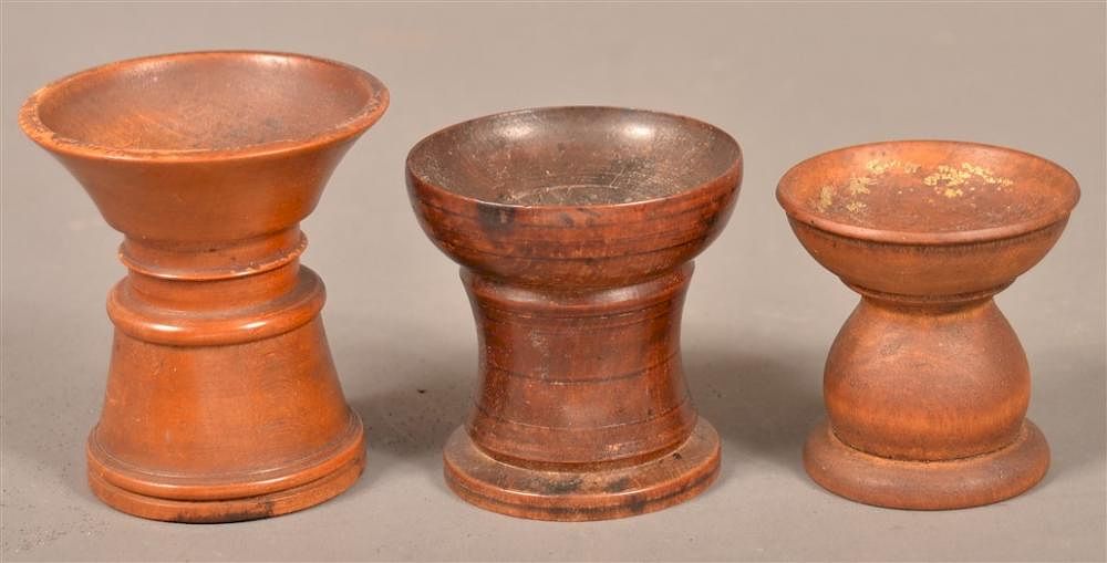 Appraisal: Three Pennsylvania Turned Wood Sanders Three Pennsylvania th Century Turned