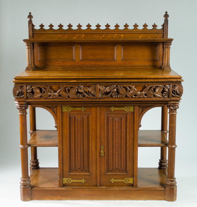 Appraisal: CARVED OAK GOTHIC REVIVAL BUFFET English c - having a