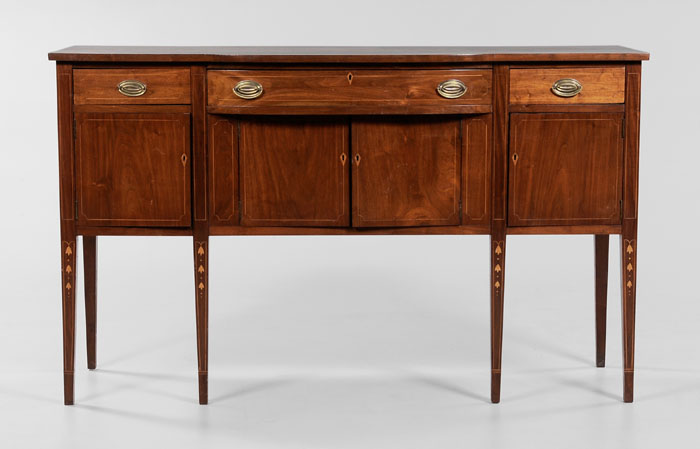 Appraisal: Federal Style Inlaid Walnut Sideboard American th century walnut throughout