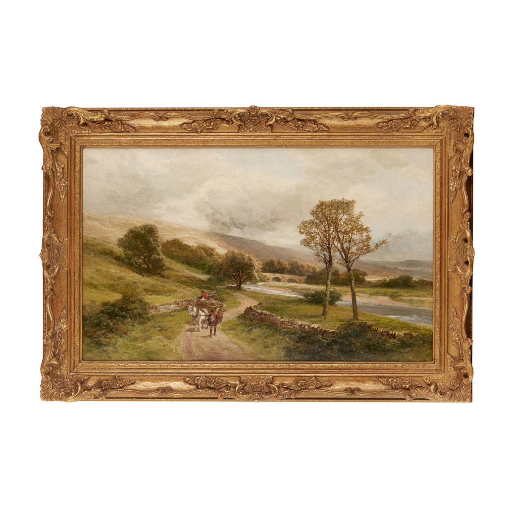 Appraisal: JAMES PEEL BRITISH - CART ON THE RIVER PATH signed