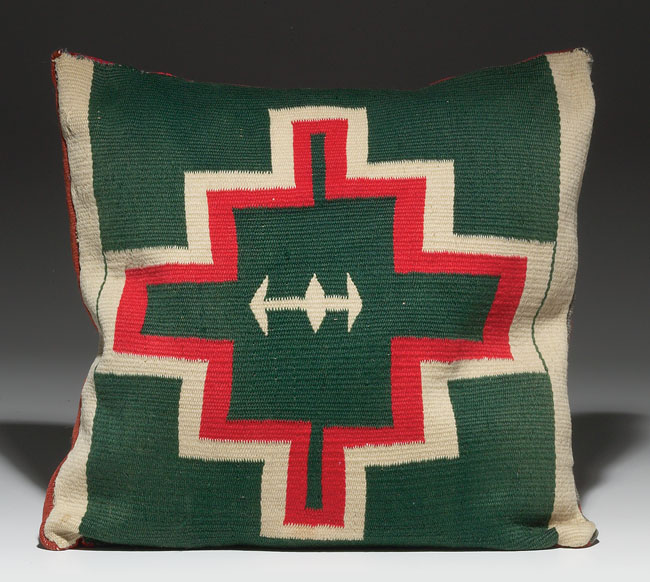 Appraisal: Navajo pillow ca Germantown wool with a color geometric design