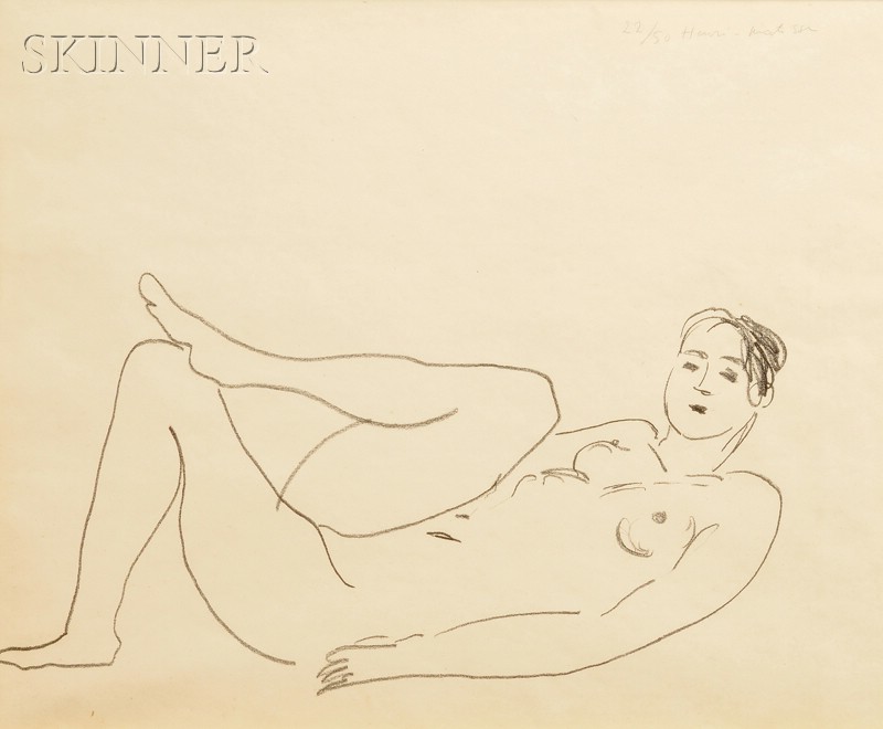 Appraisal: Henri Matisse French - Nu couch jambe repli e tude