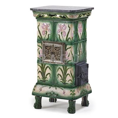 Appraisal: FRENCH TILED STOVE Iris decoration th c x x Condition