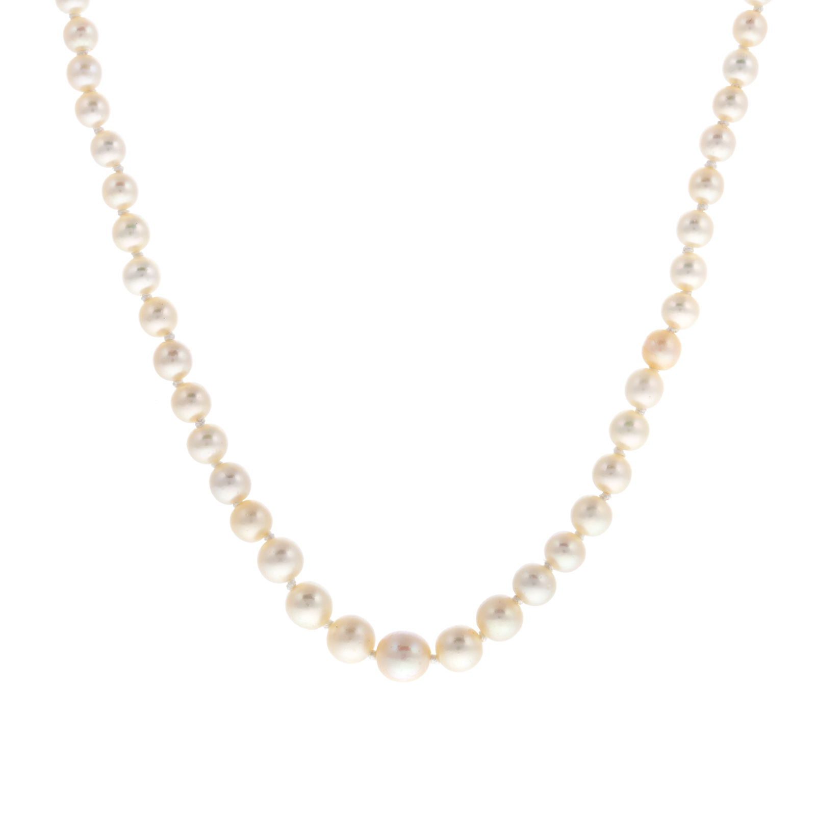 Appraisal: A STRAND OF GRADUATED CULTURED PEARLS K yellow gold strand