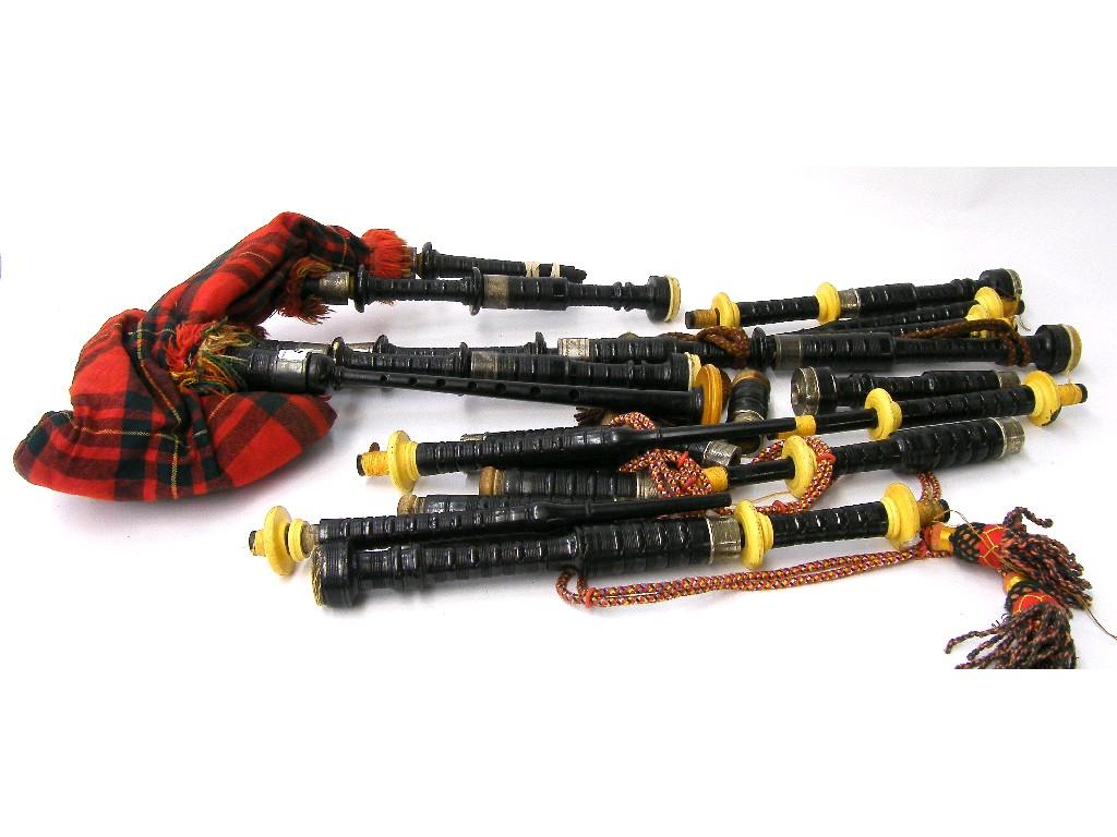 Appraisal: Scottish bagpipes by and stamped R G Hardie Glasgow with