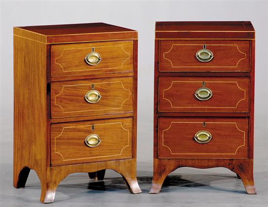 Appraisal: Pair George III style inlaid mahogany bedside cabinets mid th