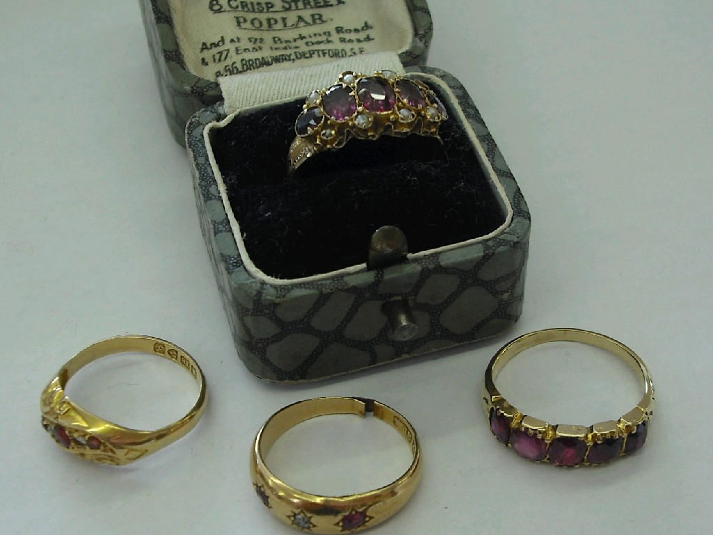 Appraisal: Antique ct gem and pearl set ring boxed three other