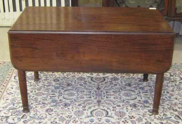 Appraisal: EARLY VICTORIAN MAHOGANY DROP-LEAF PEMBROKE TABLE English mid- th century