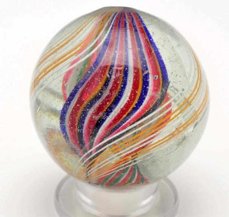 Appraisal: Double Ribbon Swirl Marble Description One ribbon alternates red and