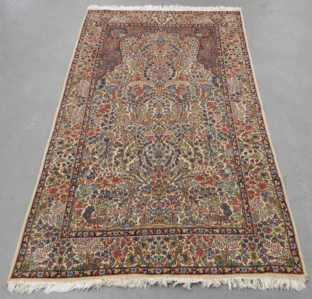 Appraisal: PERSIAN KERMAN HAND MADE CARPET RUG Persia Mid th CenturyLively