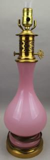 Appraisal: Pink Opaline Empire Style Lamp Height in All clocks lamps