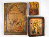 Appraisal: Two Russian icons and a Russian religious print one icon