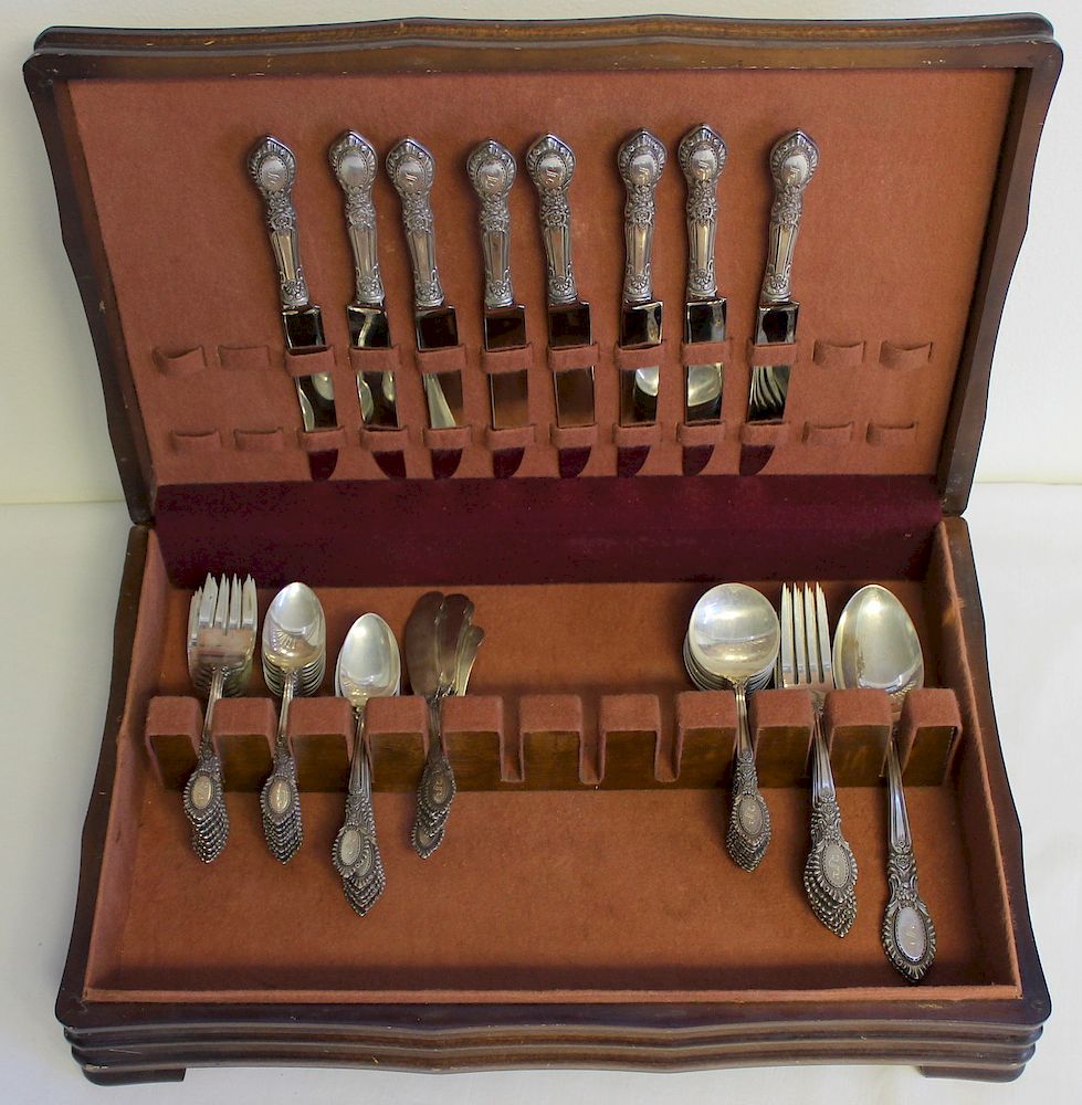 Appraisal: STERLING Reed Barton Guildhall Flatware Service Includes salad forks -