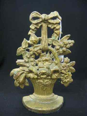 Appraisal: Figural Cast Iron Doorstop basket of flowers ''