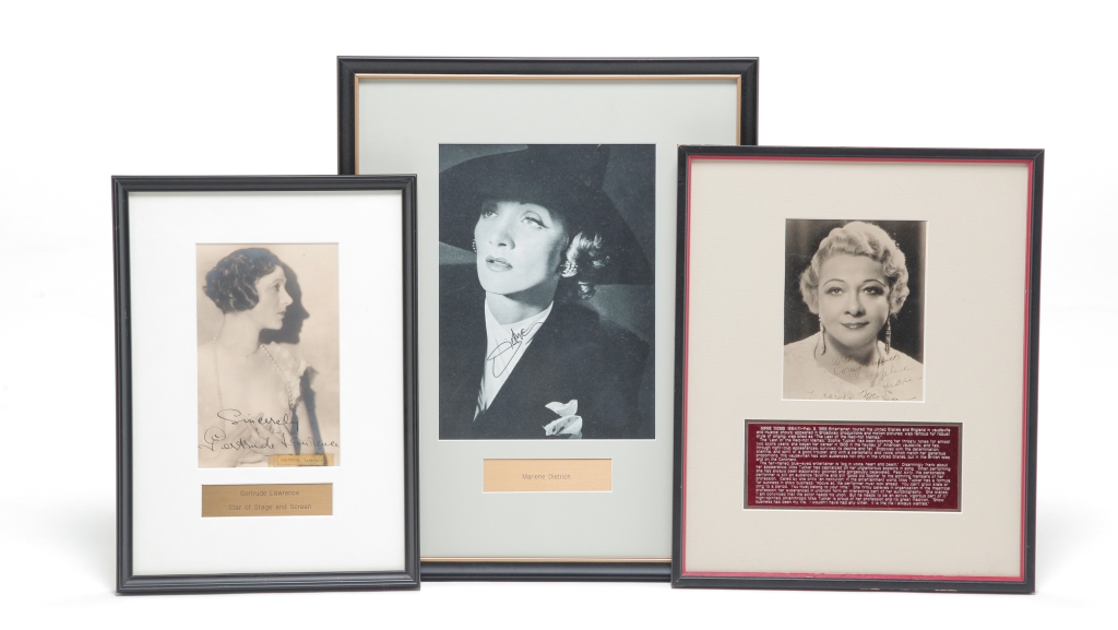 Appraisal: LAWRENCE TUCKER DIETRICH AUTOGRAPHS Signed photographs of Gertrude Lawrence h