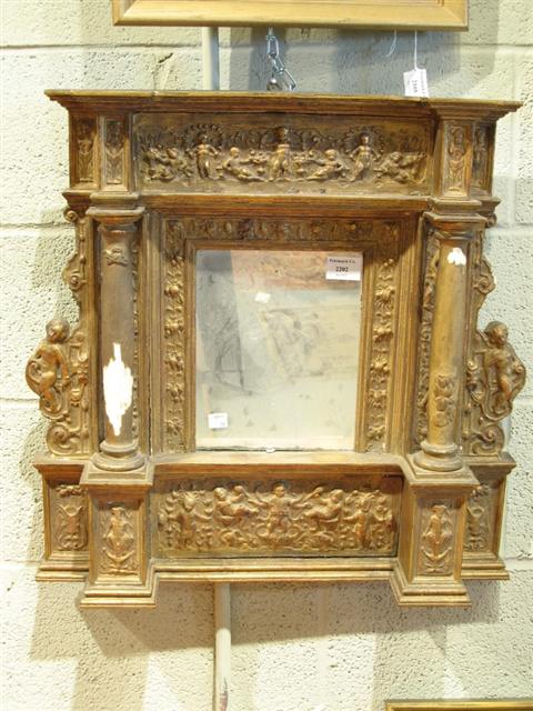 Appraisal: RENAISSANCE GILTWOOD MIRROR With later elements the frieze and frame