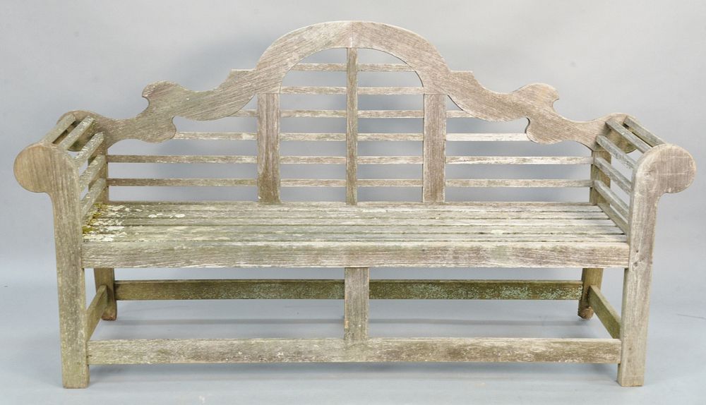 Appraisal: Outdoor teak bench ht wd Outdoor teak bench ht wd