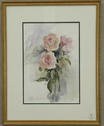 Appraisal: Still Life of Roses Watercolor Indistincly Signed