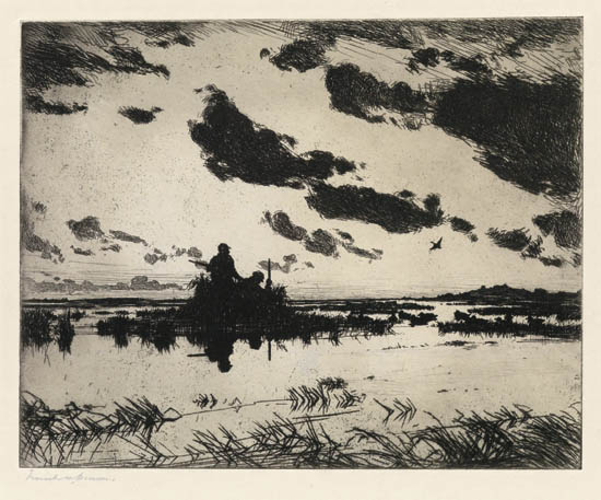 Appraisal: FRANK W BENSON The Gunner's Blind Drypoint and etching x