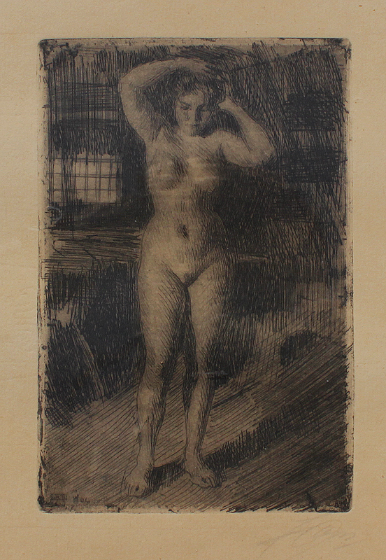 Appraisal: ZORN Anders Swedish - Standing Young Female Nude in an