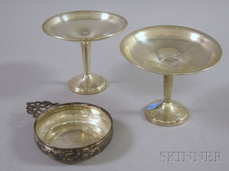 Appraisal: Pair of Silver Weighed Compotes and Silver Porringer porringer retailed