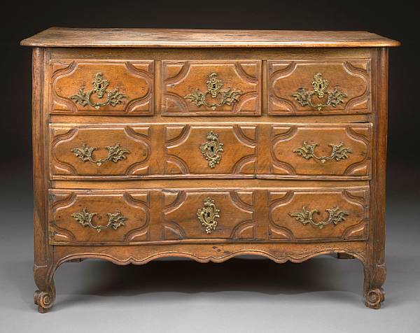 Appraisal: A Louis XV Provincial carved walnut commode second half th