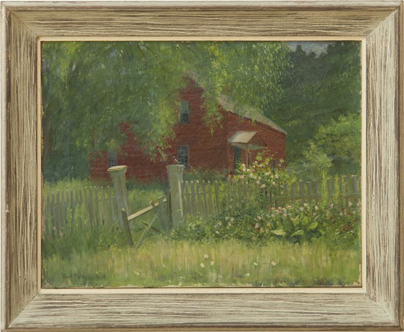 Appraisal: BERT GEER PHILLIPS - RED HOUSE IN THE GARDEN Oil