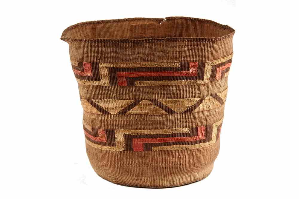 Appraisal: NATIVE AMERICAN BASKET - Woven Grass Hupa open basket with