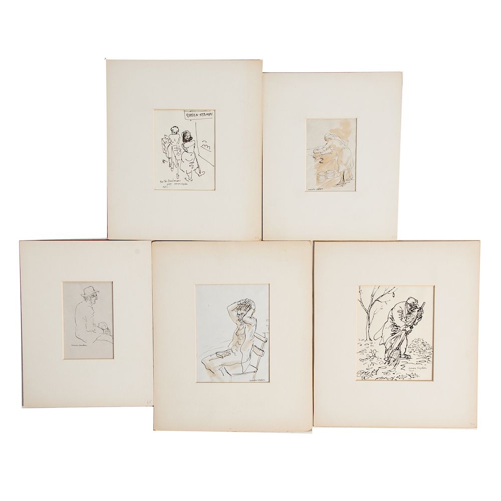 Appraisal: Aaron Sopher Five unframed pen and ink drawings American -