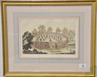 Appraisal: th century hand colored lithograph Indian Colony Fort marked Fumagalli