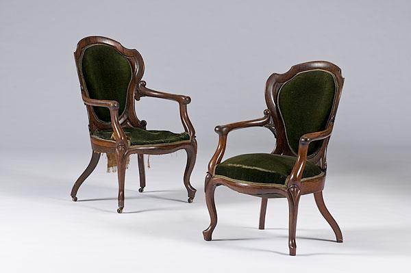 Appraisal: PAIR OF J H BELTER ARMCHAIRS ca - Rosewood with