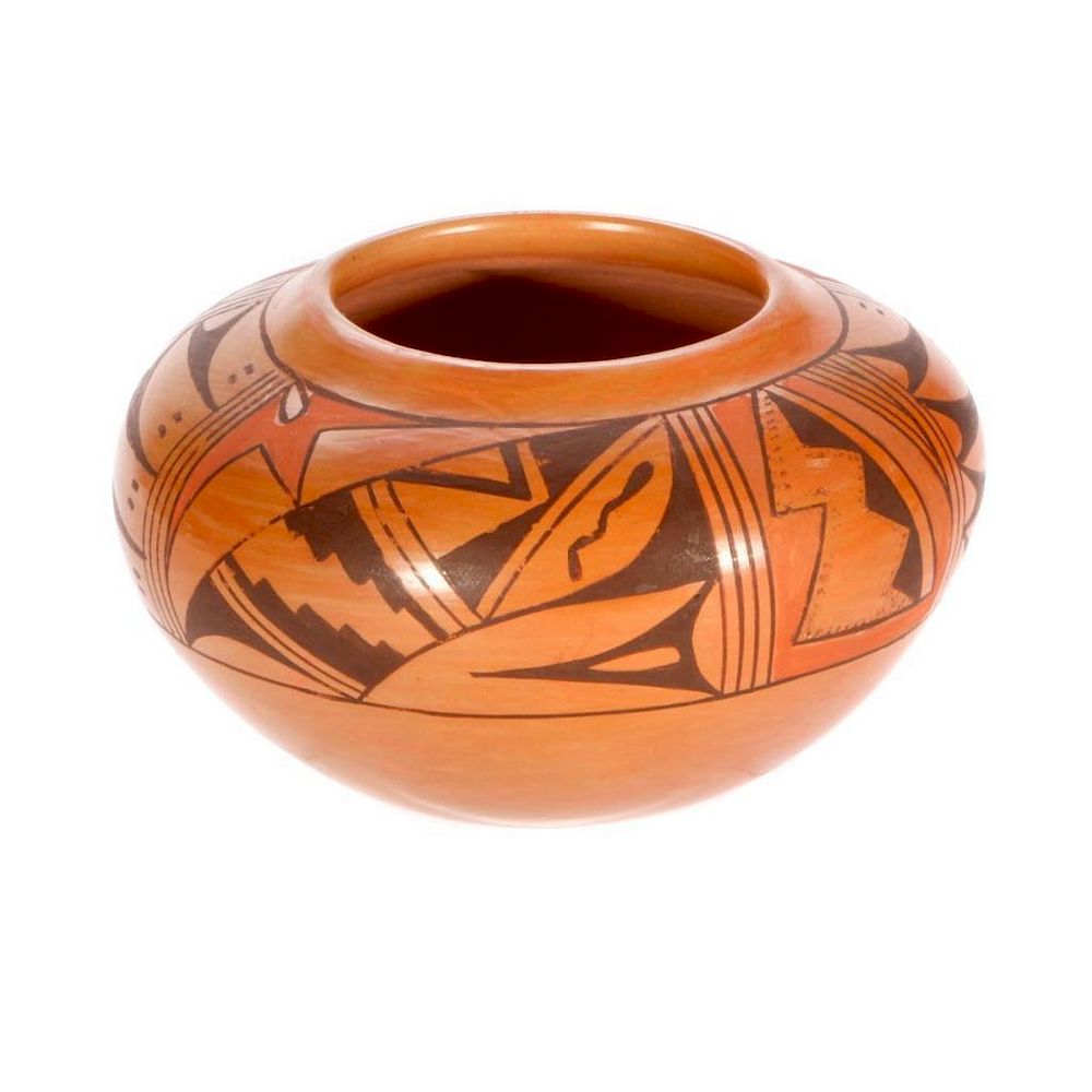 Appraisal: Hopi polychrome jar Hopi polychrome signed jar Size x