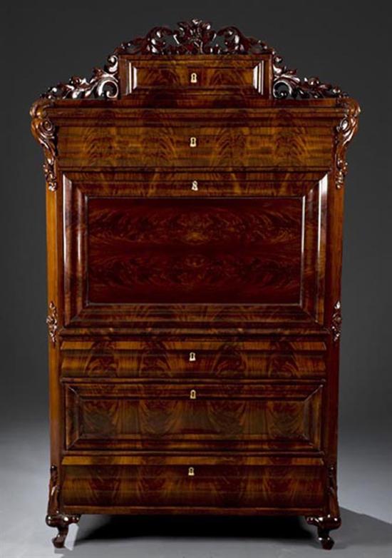 Appraisal: Biedermeier style German mahogany rosewood and walnut writing cabinet Early